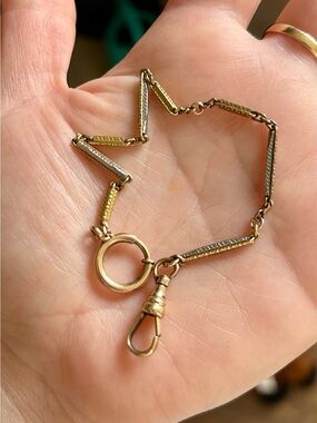 Art deco watch chain - two tone - shorty chain